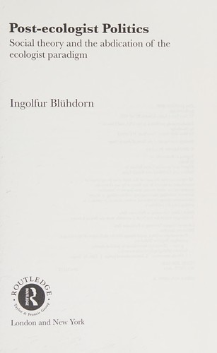 Cover of Post-ecologist politics