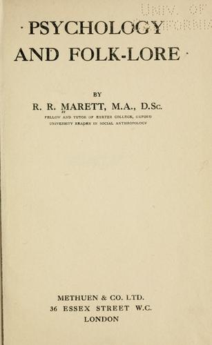 Cover of Psychology and folk-lore
