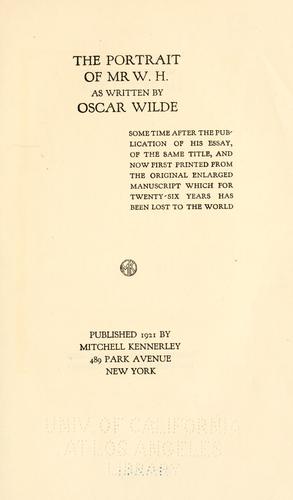 Cover of The portrait of Mr. W.H