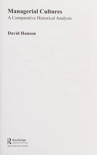 Cover of Managerial Cultures