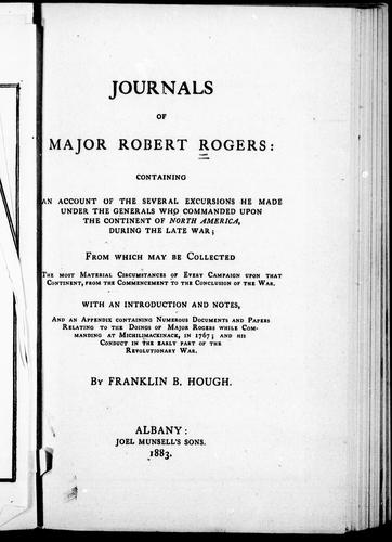Cover of Journals of Major Robert Rogers