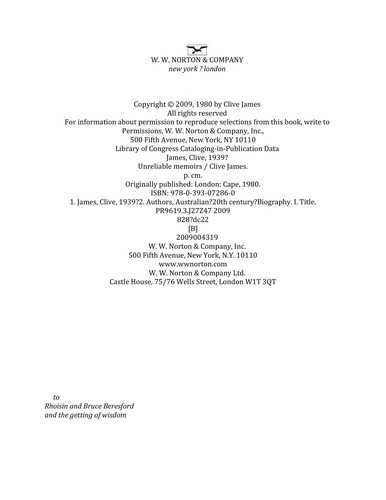Cover of Unreliable memoirs