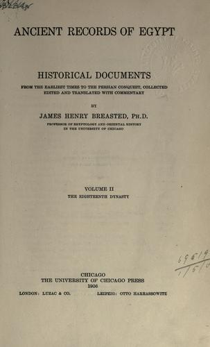Cover of Ancient records of Egypt