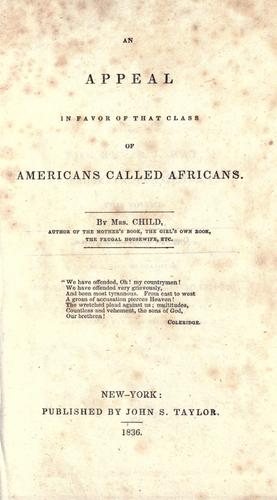 Cover of An appeal in favor of that class of Americans called Africans