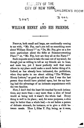 Cover of The William Henry letters