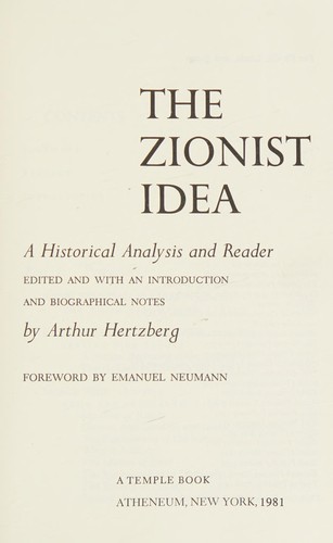 Cover of The Zionist idea