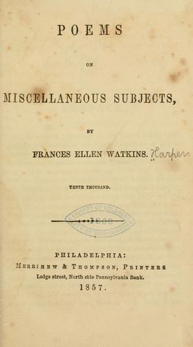 Cover of Poems on miscellaneous subjects