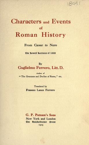 Cover of Characters and events of Roman history, from Cæsar to Nero