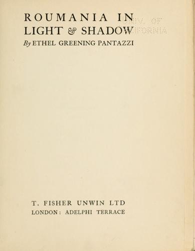 Cover of Roumania in light & shadow