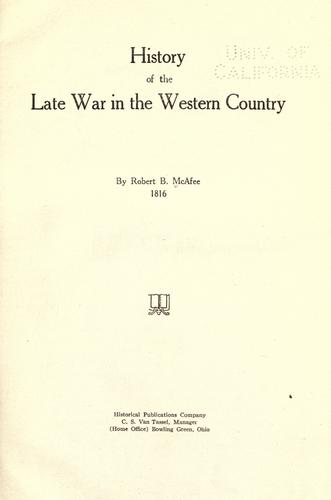Cover of History of the late war in the western country
