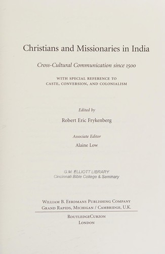 Cover of Christians and missionaries in India