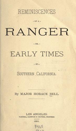 Cover of Reminiscences of a Ranger