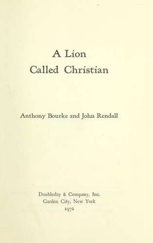 Cover of A lion called Christian