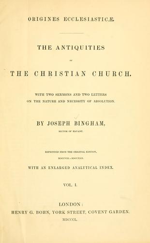 Cover of Origines ecclesiasticæ