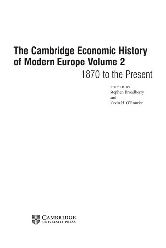 Cover of The Cambridge economic history of modern Europe